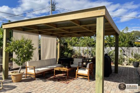 Pergolas in backyard