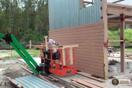 First run of decking on the east side of the tower