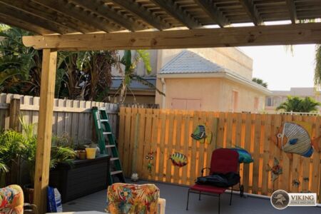 Backyard pergola underside