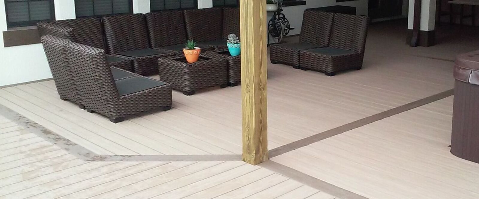 Multi-colored deck, tan and light brown